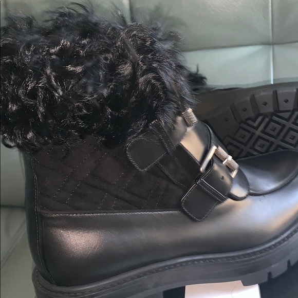 Aquazzura  Ryan Lug-Sole Shearling Buckle Boots - Picture 11 of 15